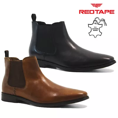 Mens Red Tape Leather Boots Chelsea Ankle Smart Casual Dealer Work Shoes Size  • £34.95