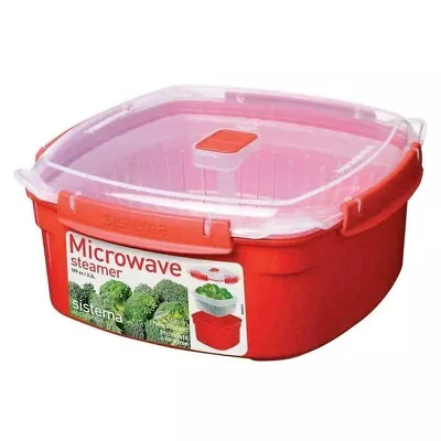 Sistema Microwave Large Steamer With Removable Steamer Basket 3.2 L - Red/Clear • £12.98