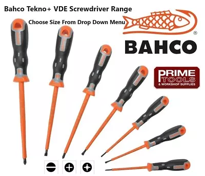 Bahco Tekno+ VDE Insulated Screwdrivers Slotted / Phillips / Pozi - Choose Size • £9.99