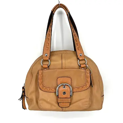 Coach Womens Tan Soho Dome Satchel Handbag Purse Brown Leather Buckle F13111 • $42