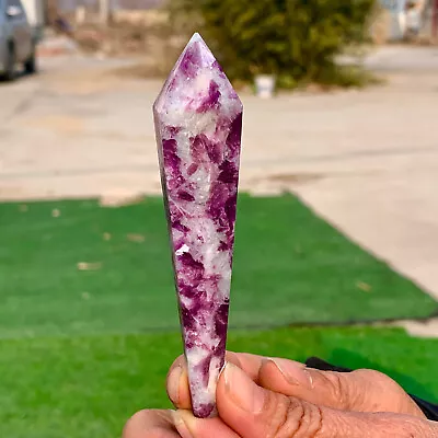 47G Natural Lepidolite Crystal Quartz Single-End Terminated Wand Point Healing • $27.75