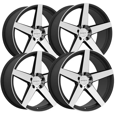 (Set Of 4) Ravetti M13 18x8 5x112 +38mm Black/Machined Wheels Rims 18  Inch • $652