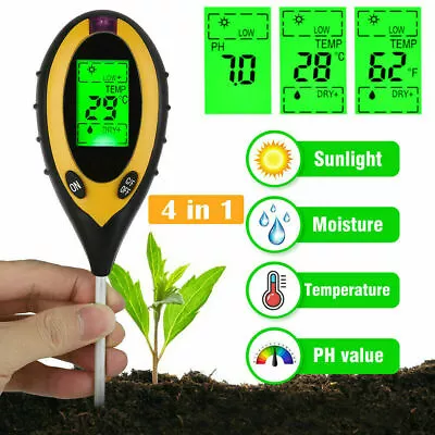 4 In 1 PH Soil Tester Water Moisture Sunlight Meter Tool For Garden Flower Plant • $1.04