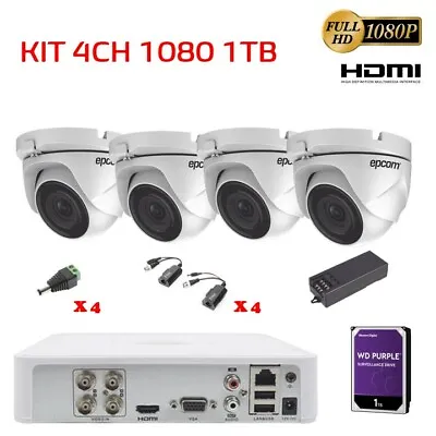 Epcom Security Camera Kit DVR 4 Cameras 1080p Power Supply Connectors 1TB HDD • $341.50