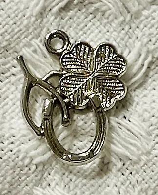 Vintage Sterling Silver Charm Lucky Shamrock Wishbone • $15.93