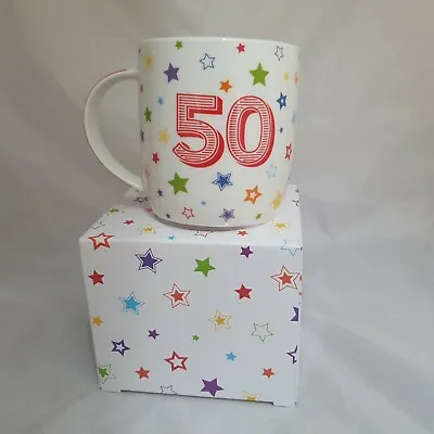 £7.99 • Buy 50th Birthday Mug Stars Design Gift Boxed Present 50 Cup Present 