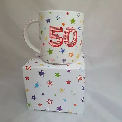 £7.99 • Buy 50th Birthday Mug Stars Design Gift Boxed Present 50 Cup Present 