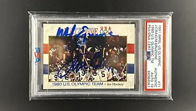 Jim Craig & Mike Eruzione Signed 1991 Impel US Olympic Team (PSA & PSA/DNA) • $300