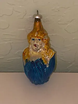 Vintage Mercury Glass Germany Blonde Girl Blue Tulip Christmas Ornament • $9.99