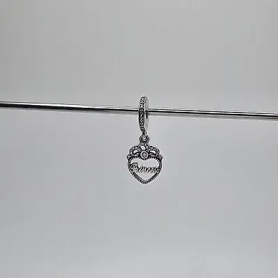 Genuine Pandora Princess Crowned Heart Dangle Charm ALE 925 #791962CZ • £35