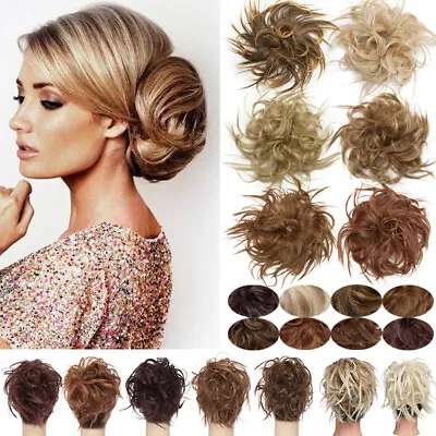 Real Thick Hair Peice Curly Chignon Updo Hair Extension Messy Bun Hairpieces UK • £9.50
