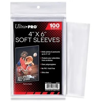 (100)=1 PACK Of 100 Ultra PRO 4X6 Inch Sleeves~PHOTOS Sports Cards POSTCARDS • $5.20