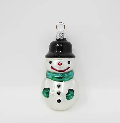Vintage Mercury Glass Black Tophat Snowman Christmas Ornament ~ Poland ~ 3-1/4  • $12.60