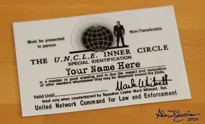 The Man From U.N.C.L.E. Laminated Personalized Inner Circle ID Card Replicas • $10