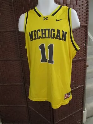 Vintage Nike Team Michigan Wolverines Basketball Jersey #11 Yellow Men's Large • $25.86