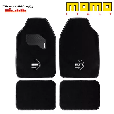 MOMO CM015BW - Universal Car Floor Mat White Stitch Arrow Design Logo Set Of 4  • $41.99