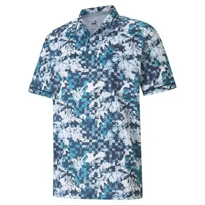 $49.97 • Buy RARE PUMA Golf LARGE Tech Pique Botanical Polo Shirt Navy Blue 599114_03 - NEW
