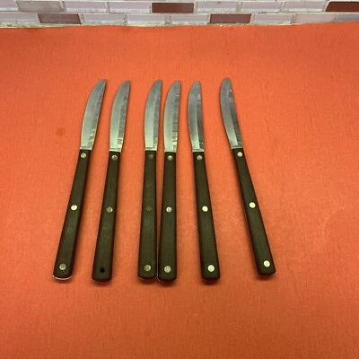$120 • Buy CUTCO #47 Straight Smooth Edge Table Steak Knife Brown Handle READ Lot Of 6