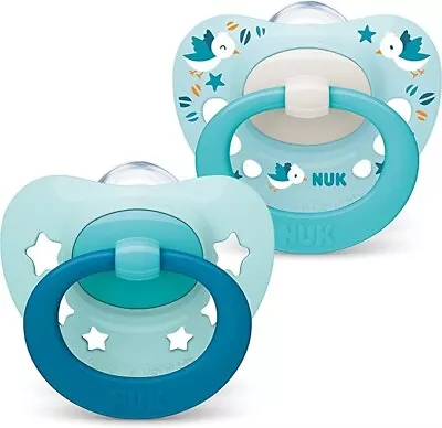 £5.90 • Buy NUK Signature Baby Dummy | 0-6 Months | BPA-Free Silicone Soothers | Blue Stars