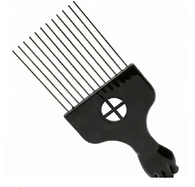 Professional Salon Fan Afro Hair Metal Pick - Super Fist Lift Black Styling Pik • $6.99