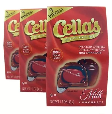 Cella's Milk Chocolate Covered Cherries Mini Box 1.5 Oz Pack Of 3 JL • $13.50