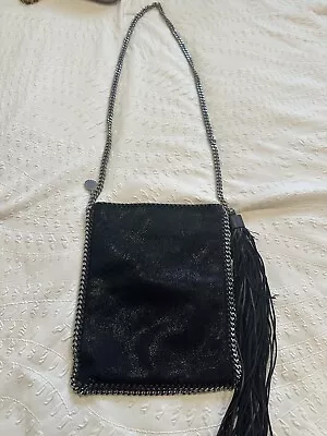 STELLA MCCARTNEY Black Shaggy Deer Faux Leather Small Falabella Crossbody Bag • $38