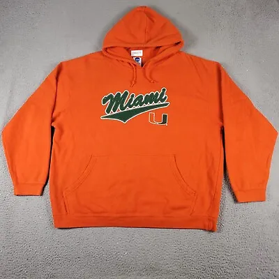 Miami Hurricanes UM Sweater Mens Size 2XL Orange Sports Hoodie Sweatshirt • $22.45