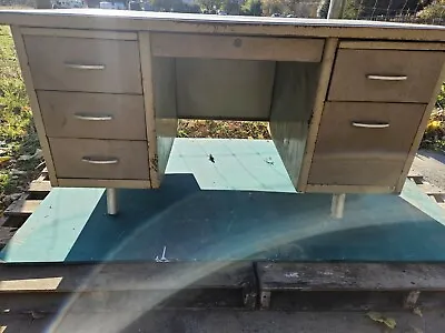 Vintage All Steel Equipment Tanker Desk Mid Century • $224.99