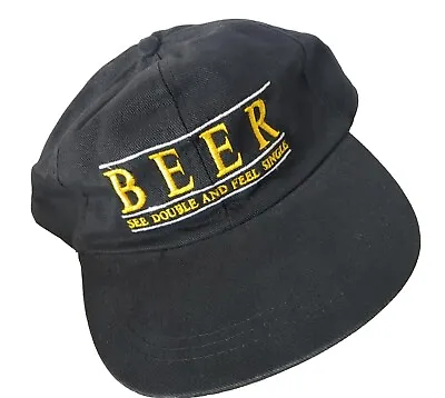 Vintage BEER Novelty Souvenir Gag Hat  See Double & Feel Single  CAP Adjustable • $14.95