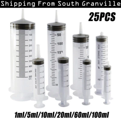 $13.95 • Buy 25pcs Syringes 1ml 5ml 10ml 20ml 60ml 100ml Plastic Nipro Suit Luer Slip New AU