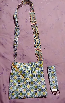 HAND MADE CRAFT  CROSS BODY BAG  &  KEY FOB  In VERA BRADLEY CAPRI MELON BLUE • $6.50