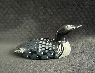 Vtg Down East Duck Decoy Common Loon Solid Wood Made In Ellsworth Maine • $85