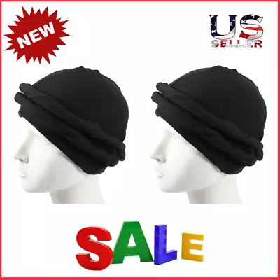 2X Men Turban Vintage Twist Head Wraps Stretch Modal & Satin Turban Scarf Gift  • $13.49