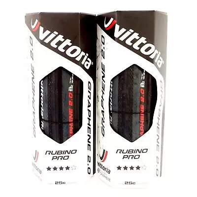 1 Tire Or 2 Tire Vittoria Rubino Pro G+2.0  Bike Tire 700x25C Full Black Road • $41.90