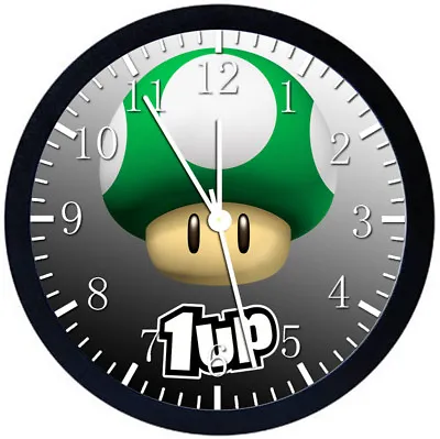 Super Mario 1UP Mushroom Black Frame Wall Clock Nice For Decor Or Gifts Z43 • $19.95