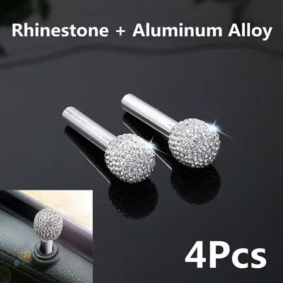 4Pc Bling Rhinestone+Aluminum Alloy Car Door Handle Interior Door Lock Knob Pins • $16.81