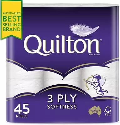 $25.75 • Buy Toilet Paper 45 Rolls Quilton 3 Ply White Soft Tissue Bulk
