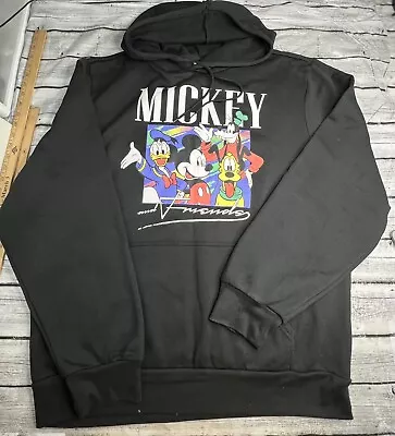 Disney Womens Mickey Mouse And Friends Hoodie Black XL Sweatshirt Pullover NWOT • $22