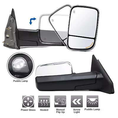 Tow Mirrors For 04-08 Dodge Ram 1500 03-09 3500 Power Heated Arrow Signal Chrome • $138.53