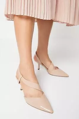 WALLIS Evelyn Asymmetric Slingback Kitten Heel Court Shoes • £33