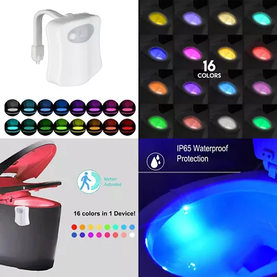 US 3-6 Pack Motion Sensor Activated LED 16 Colors Changing Toilet Night Light • $10.48