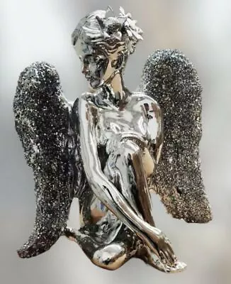 £19.99 • Buy Crushed Diamond Angel Wings Girl Lady Crystal Silver Sparkle Bling Ornament💎