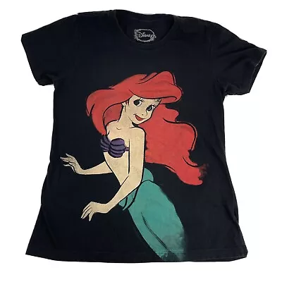 Disney Juniors Ariel Little Mermaid Black Short Sleeve Top T-shirt Tee Size L • $17.90
