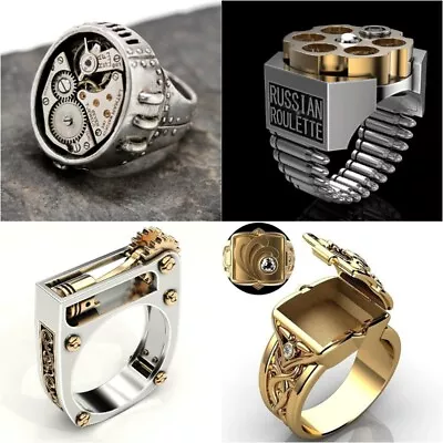 Women Men Unique Fashion Stainless Steel Punk Band Ring Wedding Jewelry Sz 6-13 • $2.37