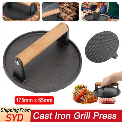 $17.28 • Buy Cast Iron Burger Press Making Hamburger Steak Meat Smasher Utensils Grill BBQ 