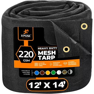 Heavy Duty Mesh Truck Tarp–12’ X 14’ Multipurpose Black Protective Cover • $78.99