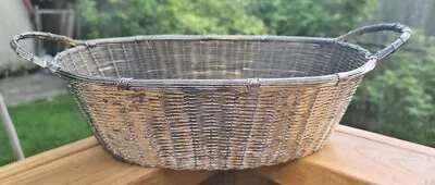 Vintage  Silver Plated Woven Wire Oval Basket French 12 X 9.75 X 3  • $0.99