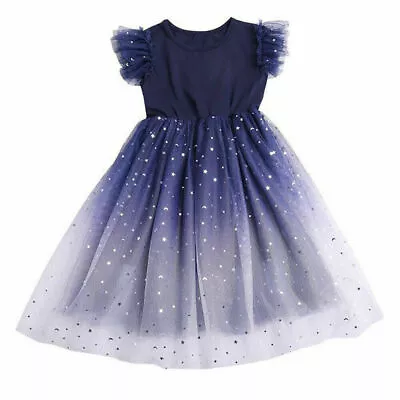 Kids Girl Gradient Galaxy Star Moon Tutu Tulle Dress Summer Princess Party Dress • $18.33