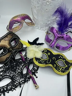 Lot Of 7 Masks! Stunning Sparkly Masquerade Ball New Year's Eve Mardi Gras!! • $32.99