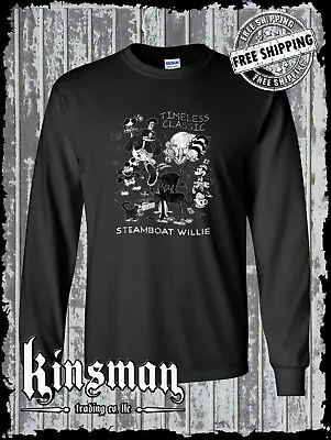 Steamboat Willie Timeless Classic Long Sleeve T-Shirt - Cartoon Mouse • $19.95